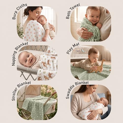 GLLQUEN BABY Muslin Swaddle Blankets 4Pk Receiving Blanket Large 35" x 40" - Image 5