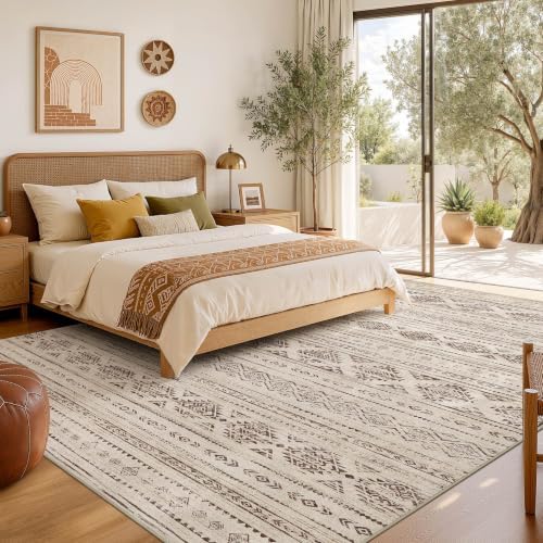 Nakagishi Boho 8x10 Area Rug Living Room Rugs Machine Washable Dark Brown - Image 6