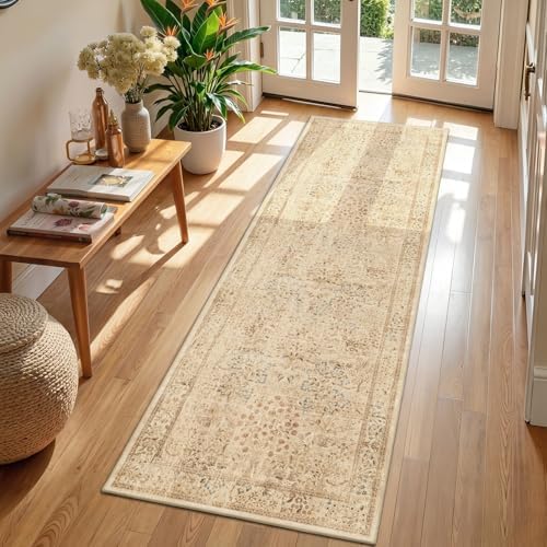 Neutral Tan Tree of Life 2x6 Runner Rug by Jainmy