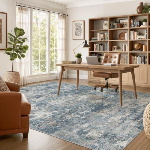 Nakagishi 9x12 Area Rugs Living Room: Washable Abstract Large Neutral Soft Rug - Image 5