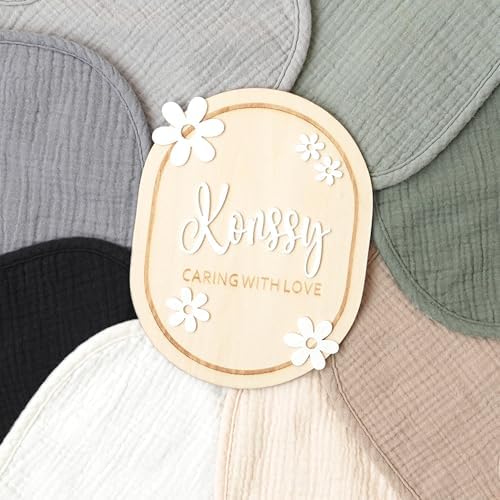 Konssy 8-Pack Muslin Baby Bibs, Adjustable Fit - Image 5