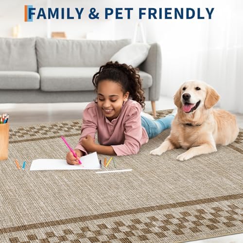 GarveeHome Area Rug 9x12 Living Room Rug Washable Checkered Area Rugs - Image 3