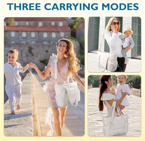 mommore Diaper Bag Tote with Stroller Organizer, Puffy Travel Baby Tote - Image 2