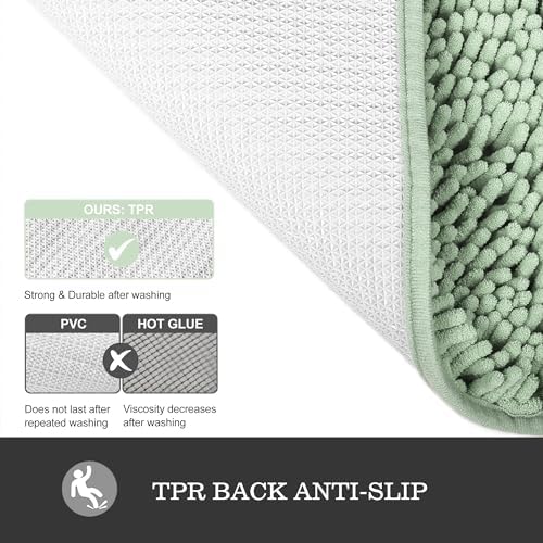 Yeaban Chenille Sea Foam Bathroom Rug 20"x32", Non-Slip Rubber Backing - Image 3