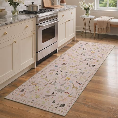 BESBLEE 2X7 Washable Kitchen Runner Rug, Animal Non Slip by BESBLEE