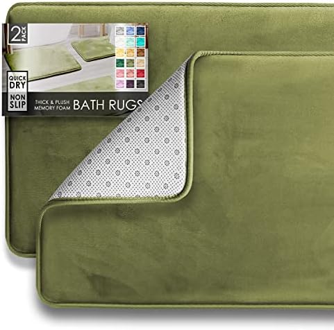 Clara Clark 2 Piece Bathroom Rugs Bath Mat Set, Velvet Memory Foam Bath Mats by ClaraClark