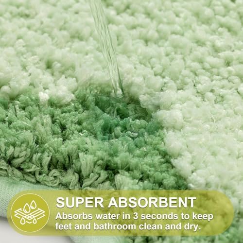 ORTIGIA Cute Green Scalloped Bath Mat, Fun Plush Microfiber Scallop Bathroom - Image 5