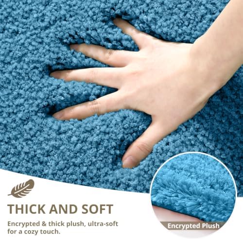 Polyester Bathroom Rug 40"x60" Blue, Large Soft Shaggy Bath Mat - Image 4