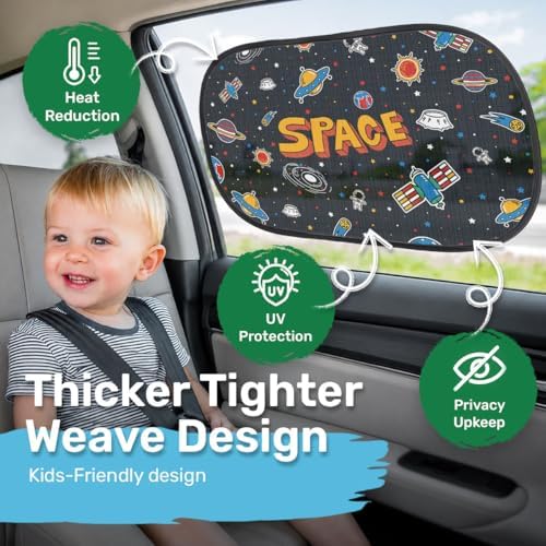 GENANY Astronaut Car Side Window Sun Shades 2 Piece 21 x 14 Inch - Image 2