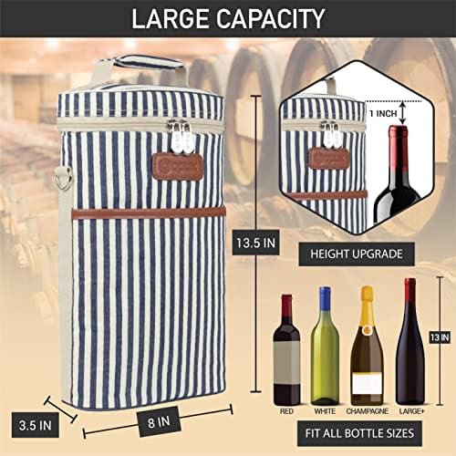 opux 2 Bottle Wine Carrier Tote, Insulated Leakproof Wine Cooler Bag, Wine - Image 3