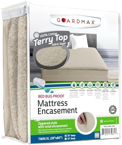 Guardmax Twin XL Mattress Encasement Zippered, 100% Waterproof Mattress by Guardmax