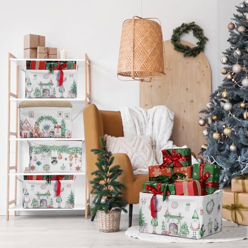 4pcs Christmas Storage Basket Fabric Laundry Baskets - Image 6