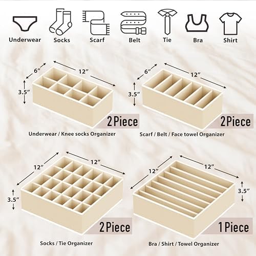Simple Houseware Closet Underwear Organizer Drawer Divider Assorted 7 pcs - Image 2