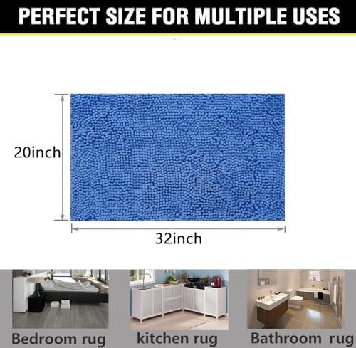 BOANKODU Bathroom Rugs 32x20, Extra Soft Absorbent Chenille Bath Rugs, PVC - Image 2