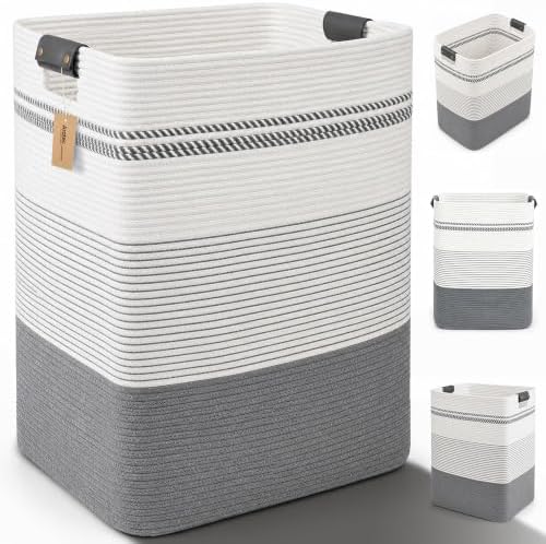 Laundry Hamper, Cotton Rope Laundry Basket by ARATECHOME