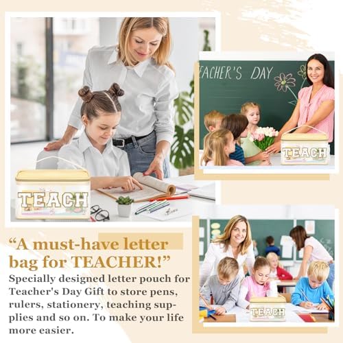 Teacher Appreciation Gifts Chenille Letter Clear Makeup Bag TEACH Pouch - Image 5