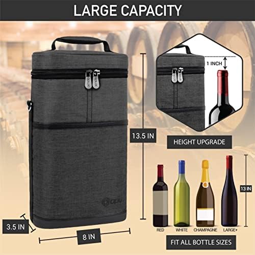 opux 2 Bottle Wine Carrier Tote, Insulated Leakproof Wine Cooler Bag, Wine - Image 3