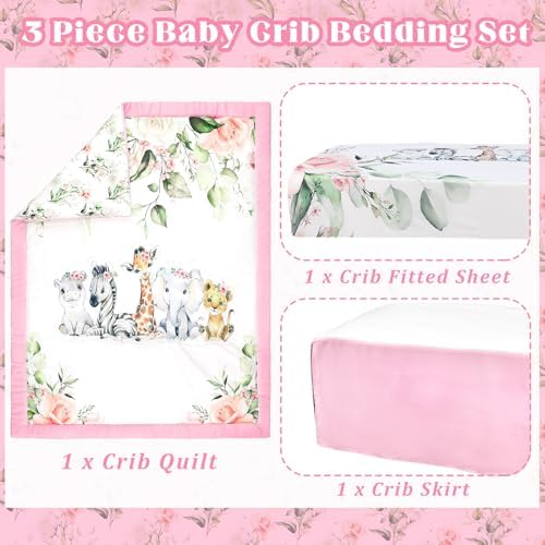 Hahafelt 3 Pcs Safari Animals Baby Crib Bedding Set - Image 2