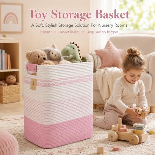 Laundry Hamper, Cotton Rope Laundry Basket - Image 2