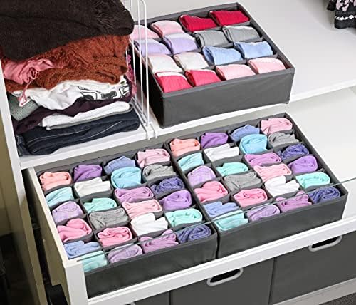 Simple Houseware Sock Drawer Organizer, 3 Pack, Dark Gray - Image 3