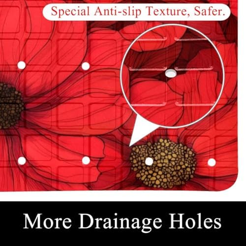 Shower Mat Non Slip, Poppies Anti Slip Bath Mat - Image 2