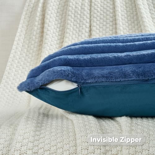 FUTEI Pack of 2 Faux Fur Throw Pillow Covers 26x26 Inch - Image 3