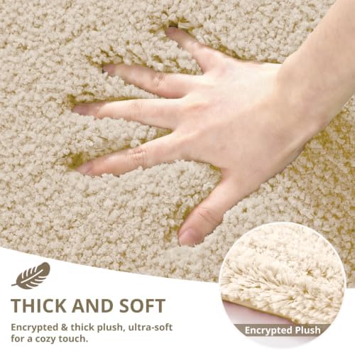 Polyester Bathroom Rug 40"x60" Beige, Large Soft Shaggy Bath Mat - Image 4
