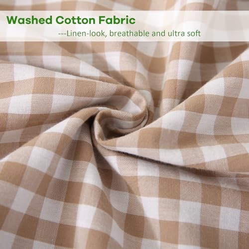 2 Pack Taupe Gingham Ruffle Lumbar Throw Pillow Shams 12''x20'' - Image 6
