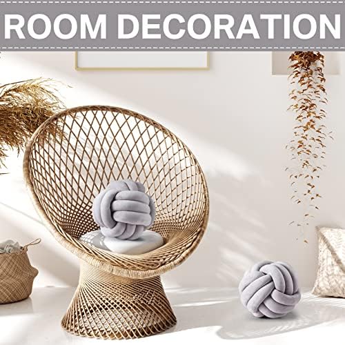 Namalu 10.6 Inches 2 Pcs Knot Pillow Decorative Throw Pillow, Light Gray - Image 4