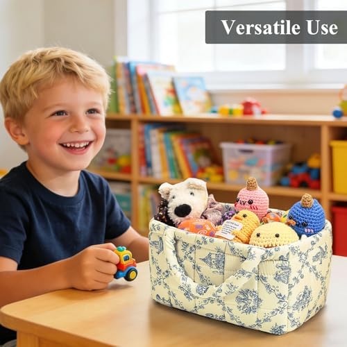 Small Storage Basket Organizer, Mini Fabric Floral Storage Baskets - Image 3