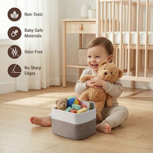 5-Pack Storage Cubes Woven Rope Baskets, 2 Sizes Organizer Bins - Image 4