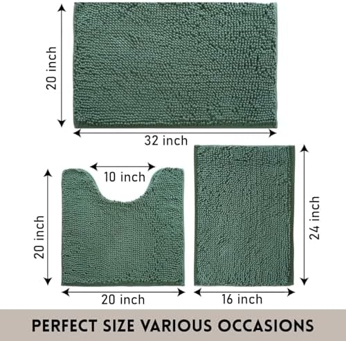 Bathroom Rugs Sets 3 Piece Non Slip, Bath Rugs - Image 3
