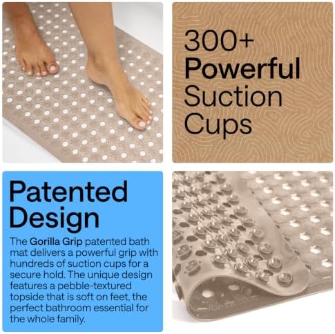 GORILLA GRIP Bath Tub Shower Mat, Bathtub Floor Liner, 35x16 Beige - Image 3