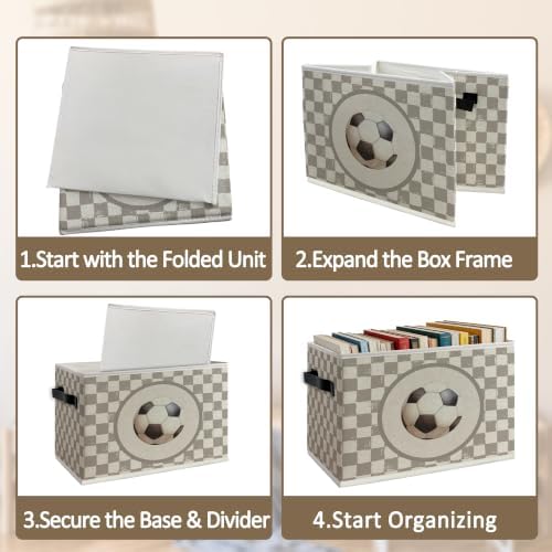 Vintage Brown Checkered Soccer Ball Foldable Storage Box - Image 5