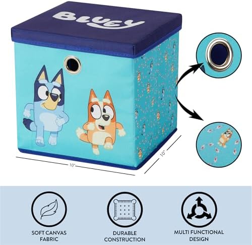 Idea Nuova Bluey Collapsible Fabric Storage Cube, 10” Organizer Bin - Image 4