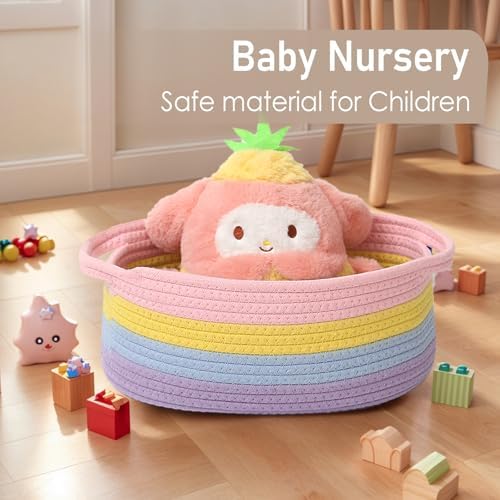 JMvicyroam Small Woven Basket, Empty Gift Basket, Rainbow/2 Pack - Image 5