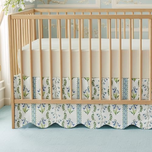 Brandream Scallop Edge Organic Crib Skirt Cotton Toddler Bedskirt Floral by Brandream