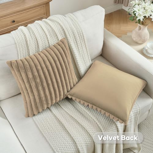 FUTEI Pack of 2 Faux Fur Throw Pillow Covers 18x18 Inch - Image 4