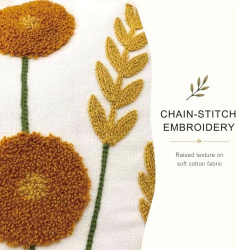 Embroidered Throw Pillow Cover, 18x18 Inch Floral Decorative Pillowcase - Image 5