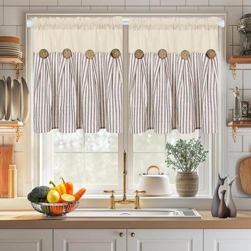 ASPMIZ Farmhouse Kitchen Curtains 24 Inch Length, 2 Panels by ASPMIZ