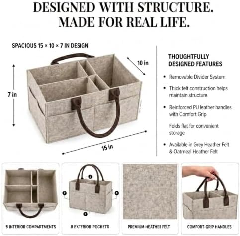 Felt Diaper Caddy Organizer, Nursery & Car Organizer - Image 2