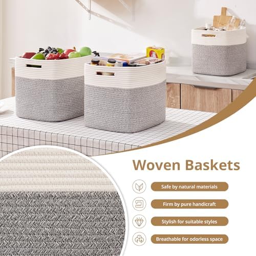 OIAHOMY 13 Inch Cube Storage Bins, Insert Storage Baskets - Image 5