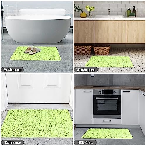 Yeaban Chenille Apple Green Bathroom Rug 26"x44", Non-Slip Rubber Backing - Image 6