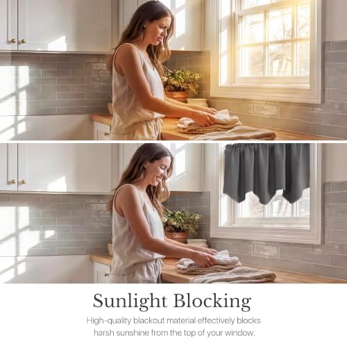 NICETOWN Grey Blackout Valance Curtain - Image 2