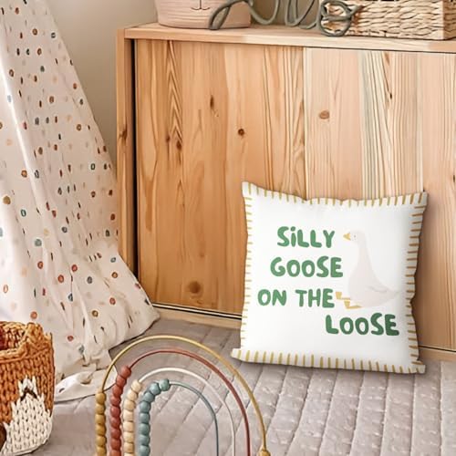 Silly Goose Throw Pillow Covers Playroom Toddler Nursery Decor - Image 4