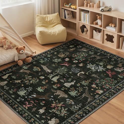 BESBLEE 5FT Round Rug for Bedroom, Washable Animal Non Slip - Image 3
