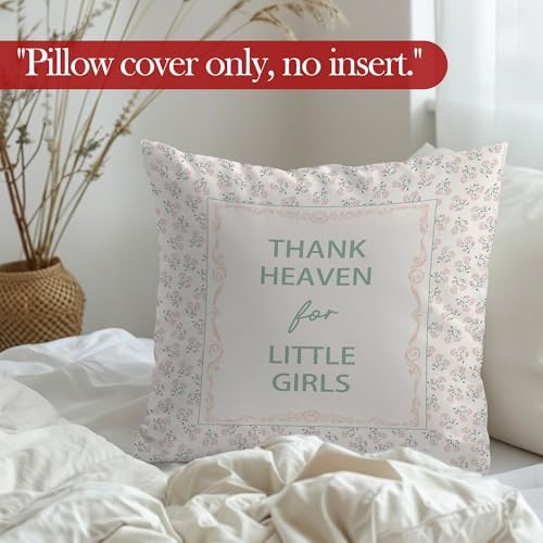 Thank Heaven for Little Girls Throw Pillow Cover 18x18 Inches, Baby Girl - Image 5