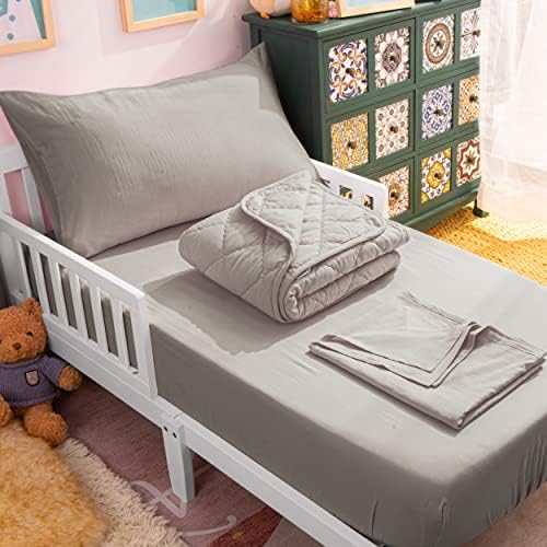NTBAY Toddler Microfiber Bedding Set, 4 Piece, Smoke Grey by NTBAY
