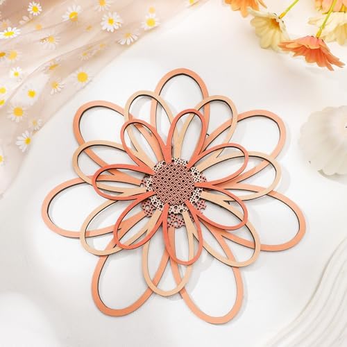 Thyle 6 Pcs Daisy Wall Decor Wooden Flower - Image 3