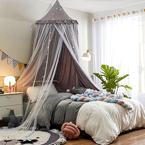 VETHIN Bed Canopy Double Layer Princess Round Dome Dreamy Mosquito Net Bedding by VETHIN